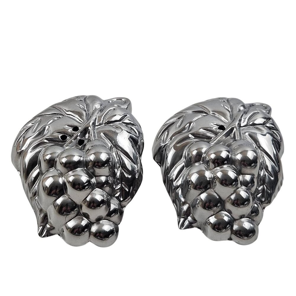 Lenox Grape Weave Salt Pepper Shakers Set Metal Serveware Vineyard Tuscan Style